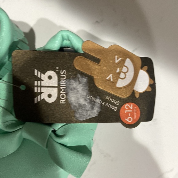 Romirus baby shoes Moccasins bows fringe 2 pairs NWT mint & shimmery pink size 2 - Picture 8 of 11